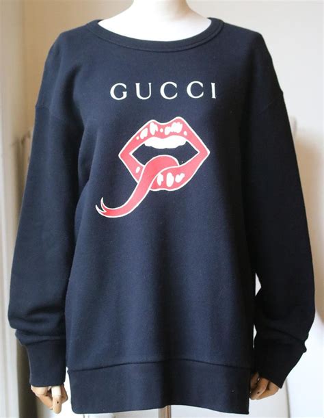 black sweater with red lips gucci|gucci black sweater.